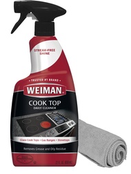 Weiman Daily Cooktop Cleaner with Microfiber Cloth Included for Glass Ceramic and Induction Cook Top