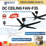 2025 NEW F35 46/56“ DC Silent Ceiling Fan RF-Remote Control 5B 16Speed Kipas Siling 5-Year Warranty