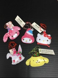 Sanrio Hello Kitty PomPomPurin 布丁布甸狗 Jewelpet 寶石寵物 My Melody BomBomRibbon 蹦蹦兔 2013年聖誕小禮物吊飾五件
