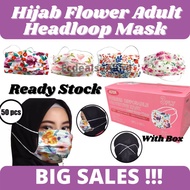 face mask 3ply kids face mask face mask kids 【MALAYSIA READY STOCK】 Hijab Headloop face Mask Flower 