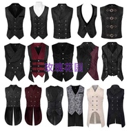 Halloween Vest Medieval Costume Rock Gentleman Dress Steampunk Pirate Vest cos Suit Male