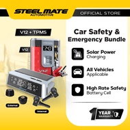Steelmate Safety & Emergency Bundle TPMS + 4 IN 1 Tire Inflator, Jump Starter, Portable Power bank, 