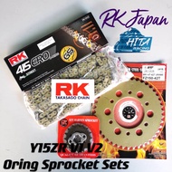 Y15ZR V1 V2 Y16ZR FZ150 415 RK ORING REAR  SPROCKET SETS RK ORING GOLD CHAIN HARDEN STEEL
