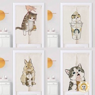 Cartoon Cute Orange Cat Door Curtain Entrance Door Door Hanging Curtain Bedroom Curtain Kitchen Partition Half Curtain Bathroom Privacy Curtain