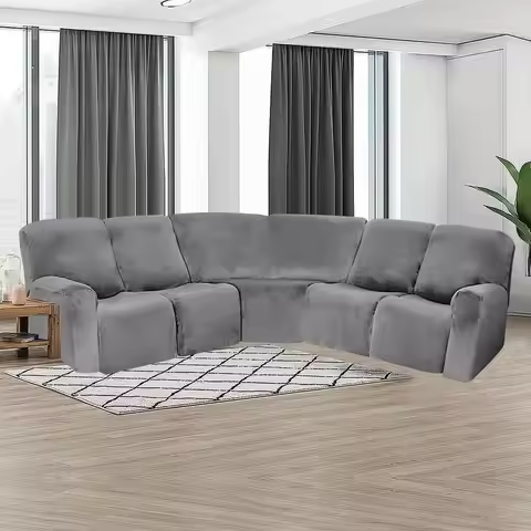 L Shape Sofa Cover Velvet Stretch Recliner Corner Sofa Couch Covers Curved Shape Sectional Sofa Loun
