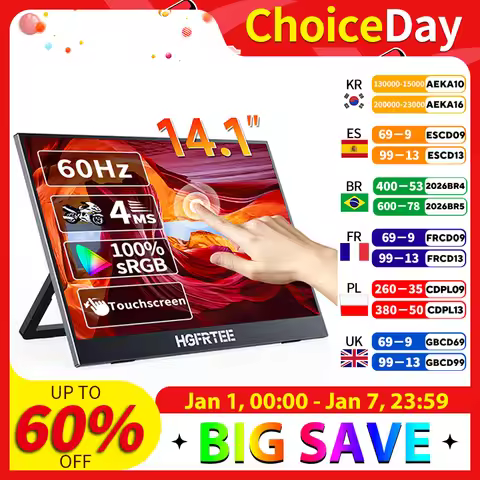HGFRTEE Portable Touch Monitor 14.1 Inch Ultra-thin Touch Portable Laptop Monitor for Laptops PC Mob