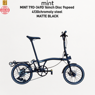 MINT T9D-349D Premium 16 Inch Folding Bike 9 Speed Disc Brake 4130 Chromoly Steel Lightweight Foldab