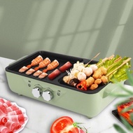 Electric Tabletop Grill กระทะปิ้งย่างไฟฟ้า กระทะไฟฟ้า หม้อสุกี้ไฟฟ้า กระทะปิ้งย่างไฟฟ้า 2 ช่อง เตาปิ้งย่างหม้อสุกกี้ หม้อชาบู กระทะปิ้งย่าง ชาบู กระทะไฟฟ้า ปิ้ง ย่าง ต้ม เตาปิ้งย่างไฟฟ้า Electric Grill