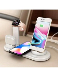 1入組白色4合1 15w無線充電器,支援iphone、apple Watch和airpods(所有系列)