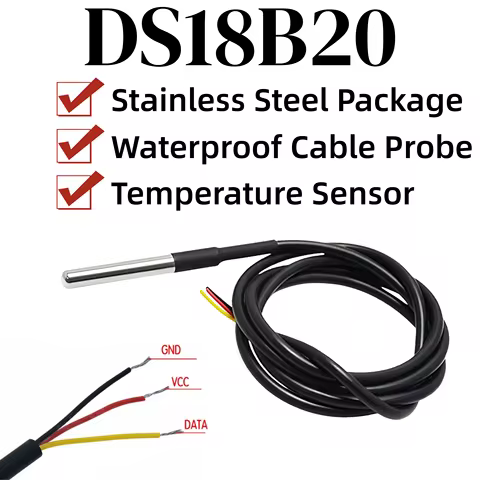 High Quality DS18B20 Stainless Steel Package 1 Meter/2 meter/3 meters Waterproof 18b20 Cable Probe T