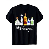 All Season T Shirt Mis Amigos Fun Tequila Friends Pattern T ShirtCotton 1 Casual Crew Neck Short Sle