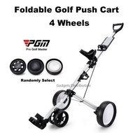 4 Wheel PGM Quick Open Foldable Golf Bag Push Cart Portable Trolley Aluminum Alloy Trolly w/ Castor 
