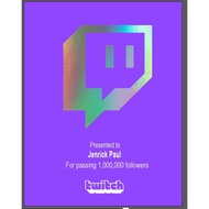 Acrylic TWITCH AWARD Display with Personalized Name (WATERPROOF)