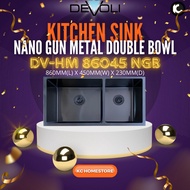 DEVOLI HIGH GRADE NANO GUN METAL 1 BIG 1 SMALL HANDMADE SINK DV-HM 86045 NGB