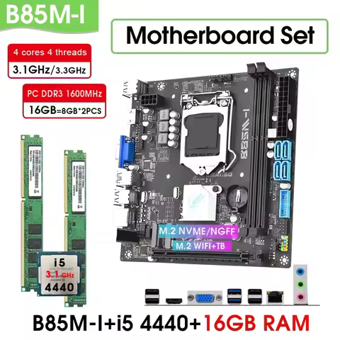 LGA 1150 mini itx B85 Kit with i5 4440 +16GB DDR3 RAM Combo Placa Mae Desktop Assembly kit non xeon