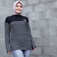 Kaos Salur Lengan Panjang Atasan Wanita Dewasa Terbaru Bahan Cotton Adem