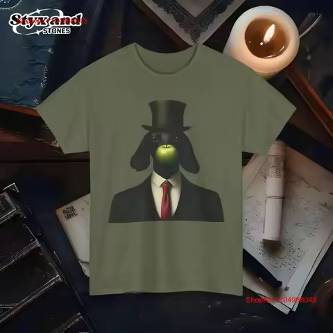 Son of Man Dog Parody Painting Funny Art T Shirt PeT Y2K Iconic Twist Unique Artistic Classic Dali E