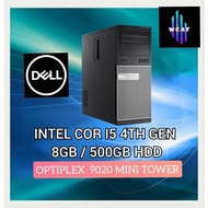 COR I5 4TH GEN / 8GB / 500GB HDD / OPTIPLEX 9020 MINI TOWER / REFURBISHED