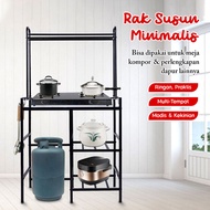Meja Kompor Gas/Rak Minimalis Meja Memasak/Organizer Rak Dapur Serbaguna/Rak Bahan Baja Ringan Premi