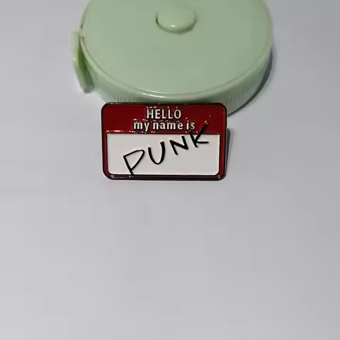 hello my name is punk fashion badge lapel pin