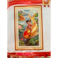 Ha Doan painting - Fully embroidered cross-stitch painting of a fairy riding a carp VS8340 size 50X8