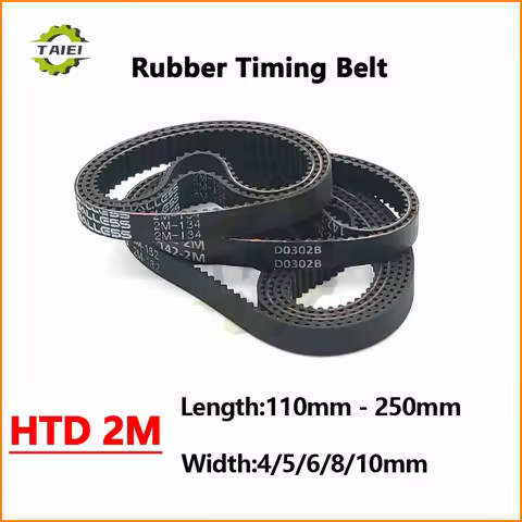 HTD 2M Rubber Synchronous Belt Length 110-250mm Vacuum cleaner Timing Belt Width 4-10mm 2M Drive Bel