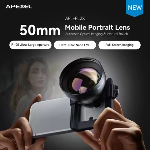 APEXEL 2X Phone Portrait Lens Natural Bokeh Effect 50mm Focal Length Clip On Cell Phone Camera Lens 