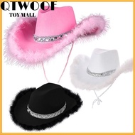QTWOOF Cowgirl Hat Sequin Fashion Cosplay Costume Party Performance Sequin Cowgirl Hats