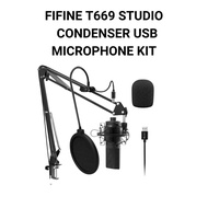 Fifine T669 Studio Condenser USB Microphone Computer PC Microphone Kit Desktop Stand Shock Mount Pop Filter