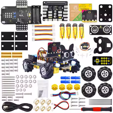 Keyestudio 4WD Mecanum Robot Car for Micro:bit V2 Wheel Robot Car Kit STEM Kit Makecode &Python Prog