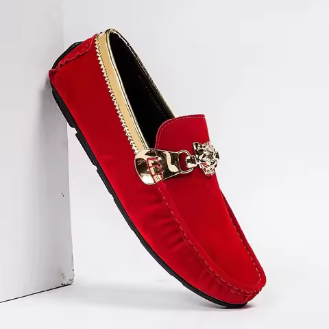38-48 Designer Loafers Shoes Man Luxury Black Red Casual Business Man Slip On Shoes Office Suede Loa