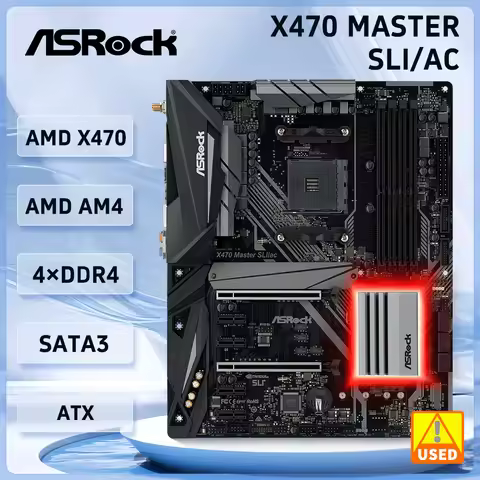 X470 Motherboard ASRock X470 MASTER SLI/AC AMD AM4 4xDDR4 64GB USB 3.1 HDMI M.2 SATA3 USB 3.1 For 50