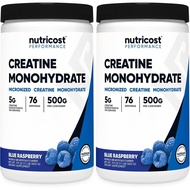Nutricost Creatine Monohydrate Powder (Blue Raspberry), 500 Grams (1.1 LBS) (Pack of 2)
