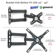 SBD - WALL BRACKET FULL MOTION ROTARY PUTAR 360 VERTIKAL HORIZONTAL CP102 FOR MONITOR PC TV LED 13-3