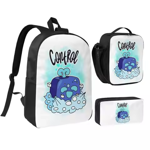 Control Blox Fruits Backpack Student BookBag School Bag Shoulder Bags 3ps Insulated Lunch Bag Pencil