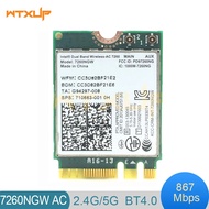 Used 7260AC Intel Wireless-AC 7260 7260NGW Dual band NGFF M.2 802.11ac 867Mbps wifi + Bluetooth BT 4