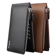 [Qian Chao Bao hang] Men's Leather Bifold Long Clutch Wallet Credit Card Bag Zipper Purse Billfold