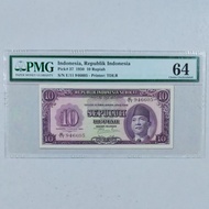 Uang Kuno 10 Rupiah Tahun 1950 Seri RIS PMG 64 Grade UNC Ready