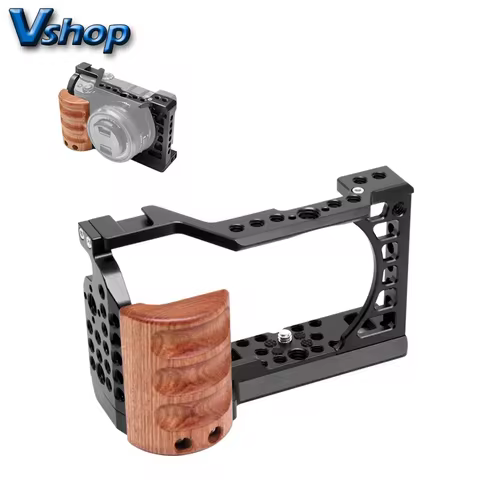 For Sony A6400 / A6300 / A6100 / A6000 PULUZ Wood Handle Metal Camera Cage Stabilizer Rig