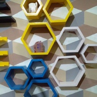 KAYU Hexagonal Wall Shelf, Wooden Shelf, Minimalist Wall Shelf
