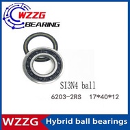 WZZG 1PCS 6204-2RS 20X47X14mm Hybrid ceramic SI3N4 ball Bearings bicycle Bearing