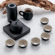 陸寶 鼎吉茶禮 1壺1海6杯+壺承+茶葉罐 旋紋線條 茶具組