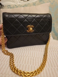 Chanel Vintage Bag Chanel中古袋 Chanel mini square 18-24K gold hallmark Chanel classic flat mini bag