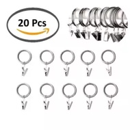 Metal Curtain Ring Hooks / Window Shower Curtains Rod Clips Rings Drapery Clips - Set of 20pcs