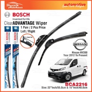 Nissan NV200 Van Car Front Windshield Wiper 22 & 16 Inch Bosch Clear Advantage Wiper BCA2216