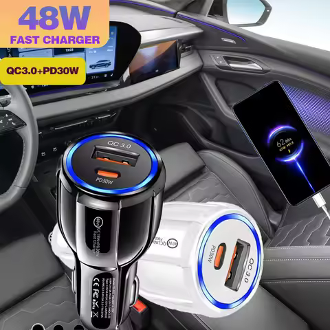 2Ports 48W Car Super Fast Charger Car Charger Fast Charging QC3.0 QC5.0 PD30WCar Cigarette Lighter F