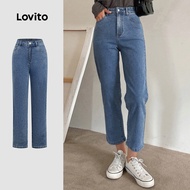 Lovito Casual Jeans Pocket Leisure All Seasons Blue Jeans for Women L158AD152 Lovito Jeans Kasual Po