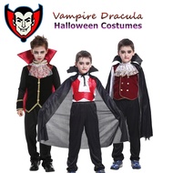 Ghost Vampire Costume for Kids Boy Dracula Cosplay Cape Halloween Role Play Carnival Black Clothes S