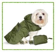 美國品牌狗狗攜帶型雨衣 輕薄透氣.防風防雨-軍綠色XL號