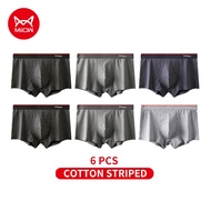 MiiOW 6Pcs Cotton 3A Antibacterial Man Underwear Boxers Striped Printed Men Underpants Boxers Briefs